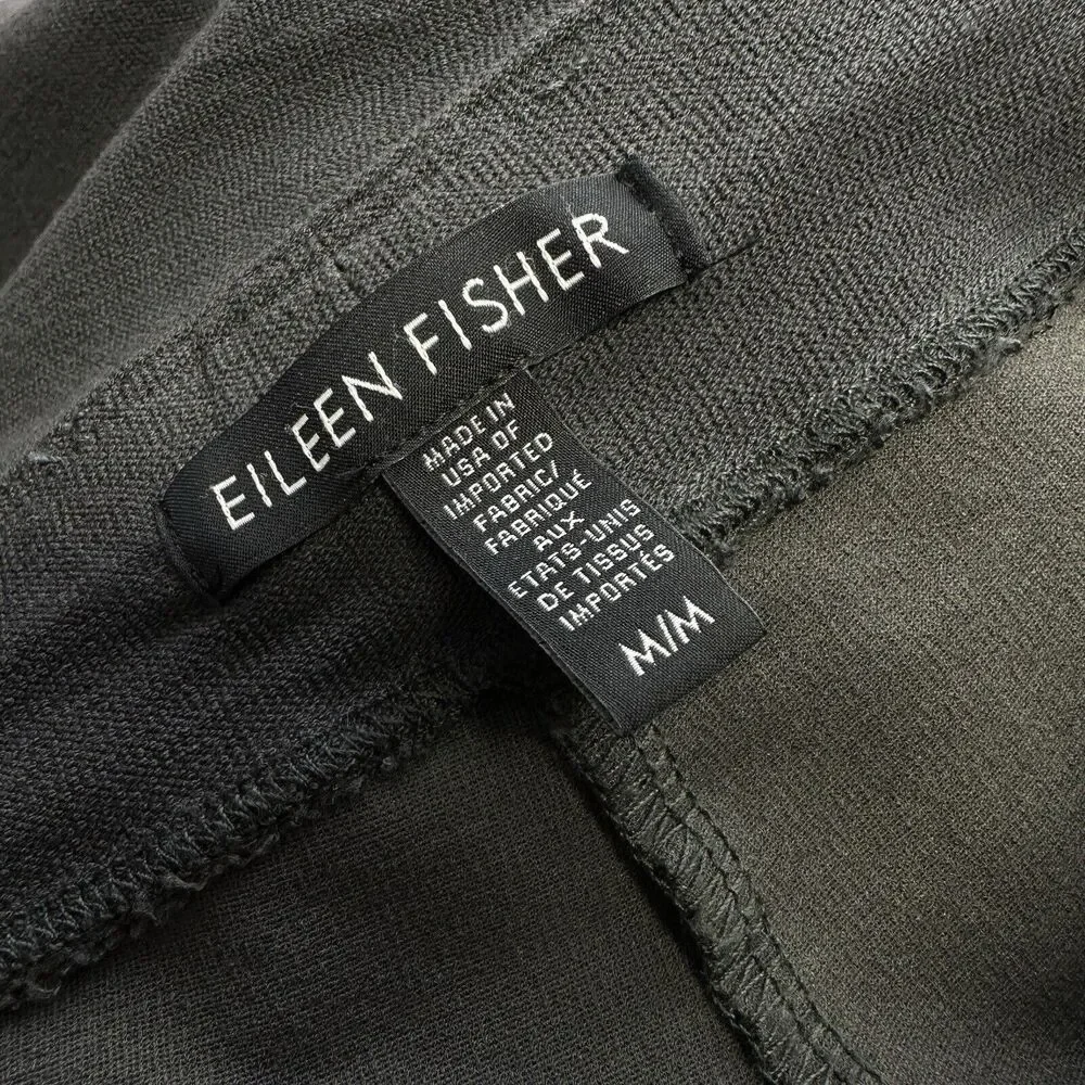 Elieen Fisher Gray Washable Stretch Crepe Pants Slim‎ Fit Ankle Pull On Size M